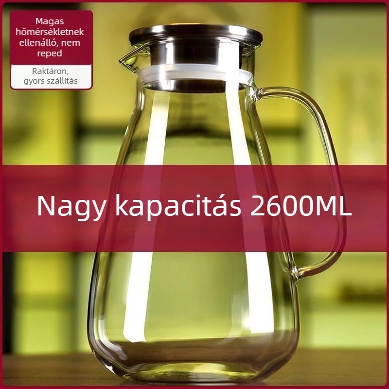 Üvegből készült vízforraló, hőálló, nagy kapacitású, otthoni és éttermi használatra