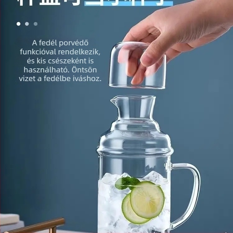 Retro boroszilikát üvegből készült gyümölcslé kanna fedővel, nagy kapacitású, otthoni használatra – készlet