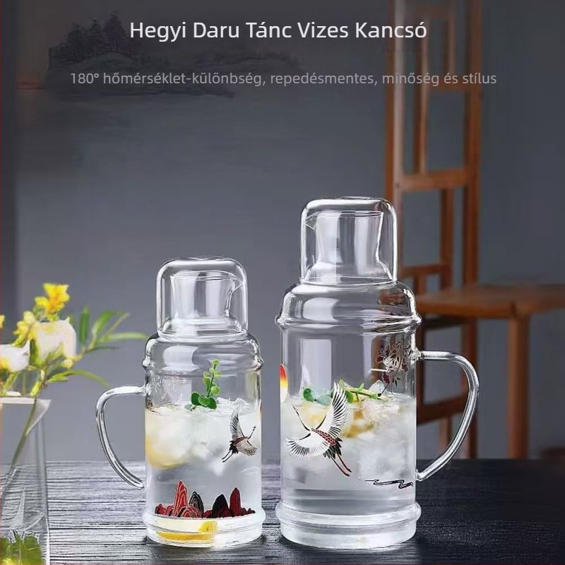 Retro boroszilikát üvegből készült gyümölcslé kanna fedővel, nagy kapacitású, otthoni használatra – készlet