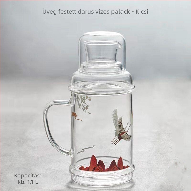 Retro boroszilikát üvegből készült gyümölcslé kanna fedővel, nagy kapacitású, otthoni használatra – készlet