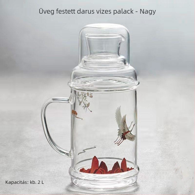 Retro boroszilikát üvegből készült gyümölcslé kanna fedővel, nagy kapacitású, otthoni használatra – készlet