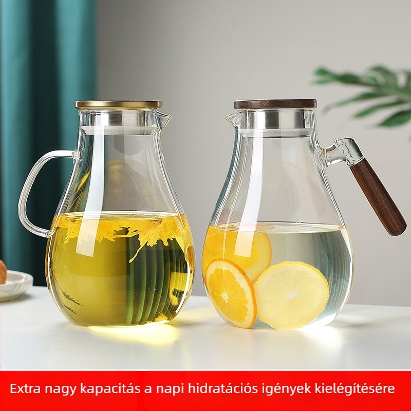 Elegáns üveg hidegvíz-kanna kalapált textúrával, nagy kapacitású, magas hőmérséklet-állóságú teáskanna-készlet