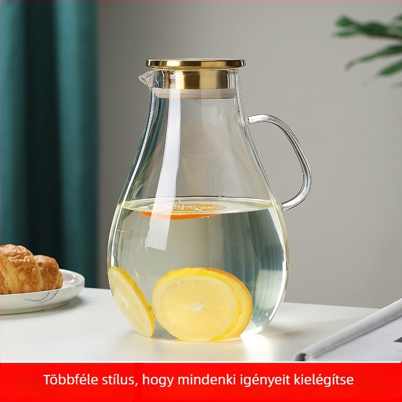 Elegáns üveg hidegvíz-kanna kalapált textúrával, nagy kapacitású, magas hőmérséklet-állóságú teáskanna-készlet