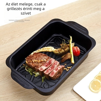 Maifan kőből készült tapadásmentes halgrill edény, téglalap alakú mély, indukciós főzőlaphoz