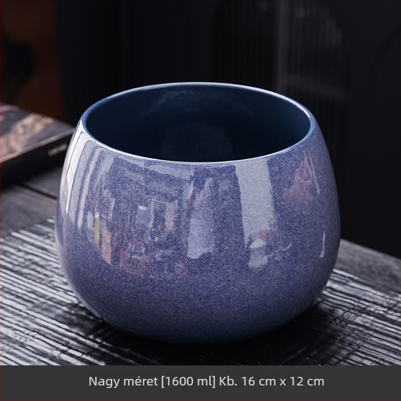Kemencében égetett kerámia tealevelek maradvány edény szűrőfedéllel, asztali használatra