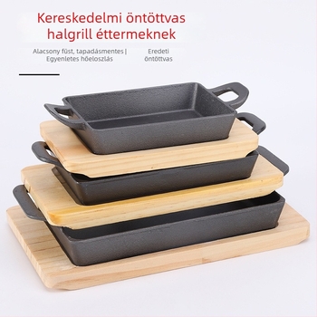 Kovácsoltvasból készült halgrill serpenyő, kis adaghoz, indukciós főzőlaphoz