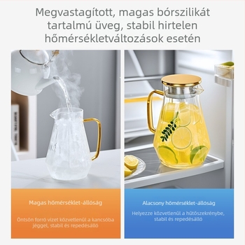 Erősített, nagy kapacitású üvegből készült hidegvíz-palack készlet fogantyúval, otthoni használatra