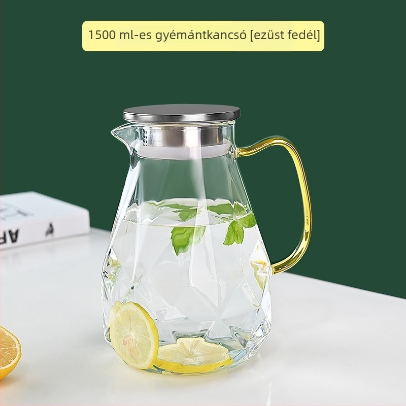 Erősített, nagy kapacitású üvegből készült hidegvíz-palack készlet fogantyúval, otthoni használatra
