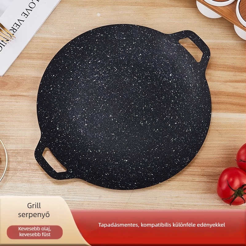 Maifan-kő barbecue tál kültéri használatra, tapadásmentes vas felület, koreai BBQ és steak sütéséhez, hordozható otthoni használatra