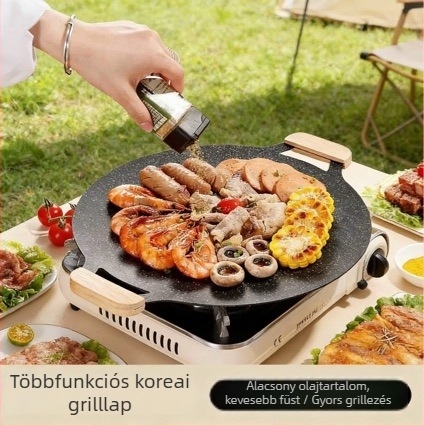 Kültéri teppanyaki grill serpenyő kovácsolt vasból, tapadásmentes, indukciós kompatibilitás, koreai stílusú, háztartási használat