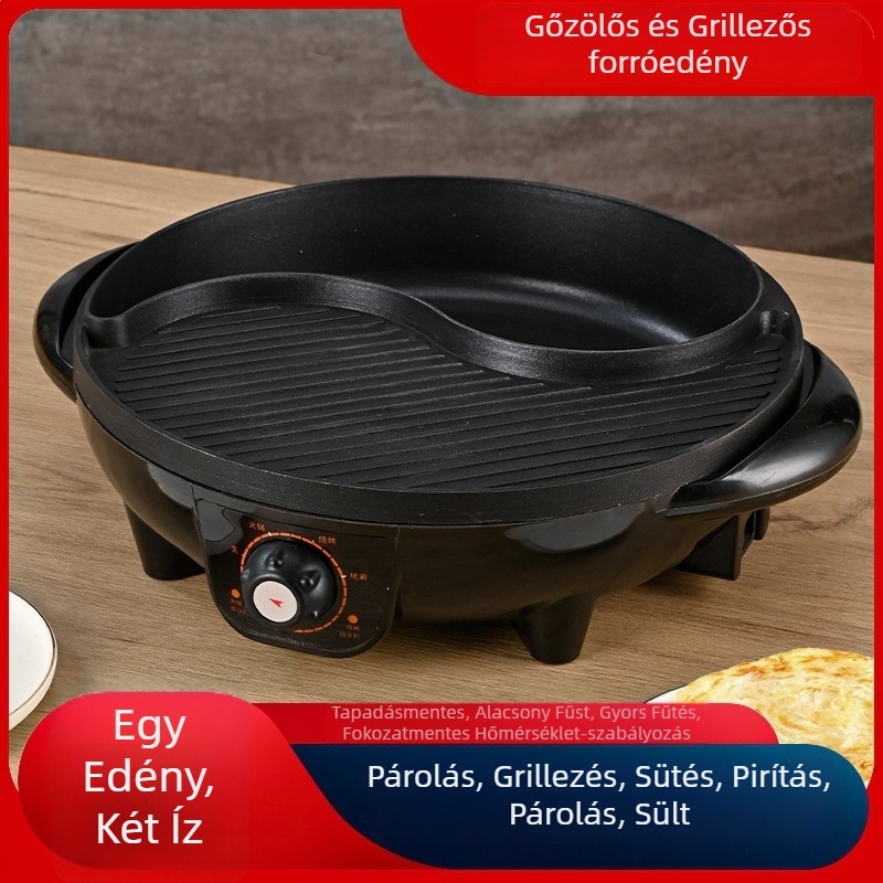 All-in-one elektromos forró fazék és grill – kettős funkciójú serpenyő Shabu-Shabuhoz és grillezéshez