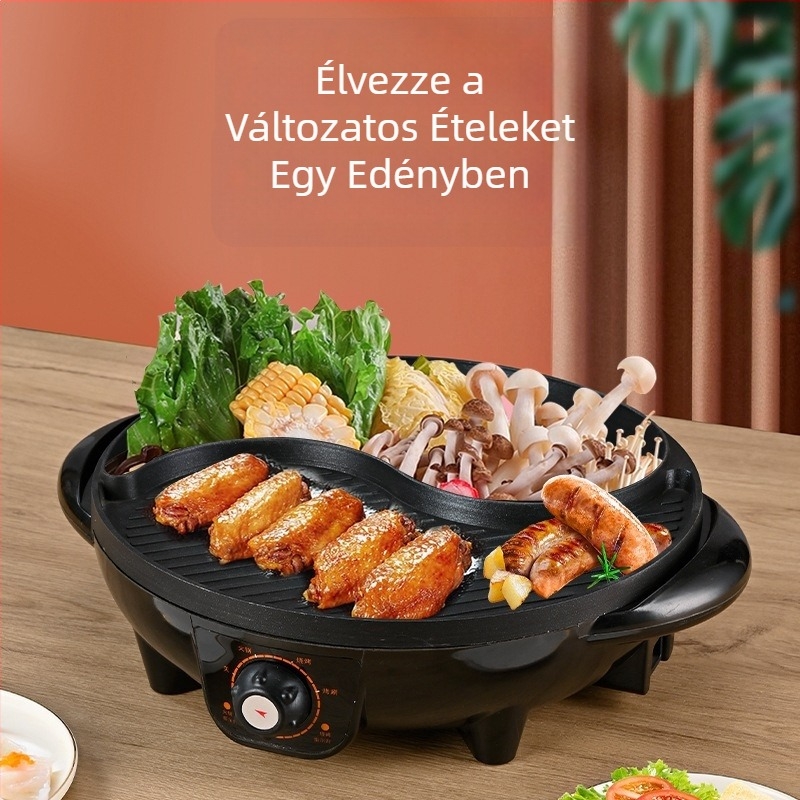 All-in-one elektromos forró fazék és grill – kettős funkciójú serpenyő Shabu-Shabuhoz és grillezéshez