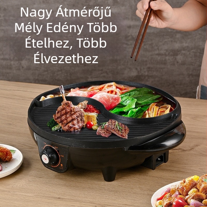 All-in-one elektromos forró fazék és grill – kettős funkciójú serpenyő Shabu-Shabuhoz és grillezéshez