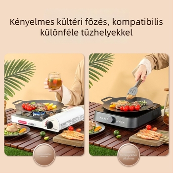 Szabadban használható Maifan kő Teppanyaki lemez barbecue-hoz, vasból készült grillserpenyő otthoni használatra