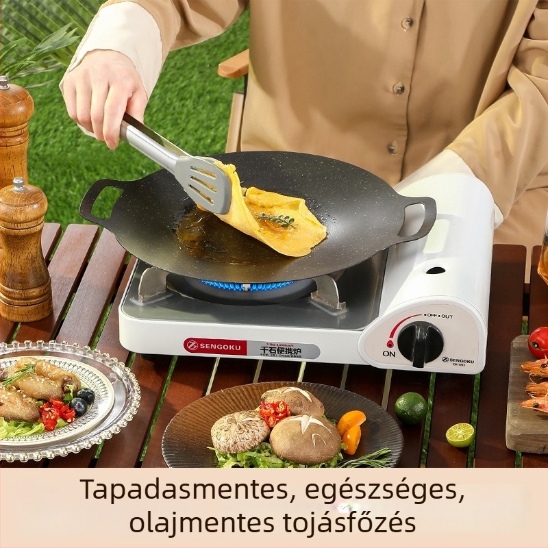 Szabadban használható Maifan kő Teppanyaki lemez barbecue-hoz, vasból készült grillserpenyő otthoni használatra