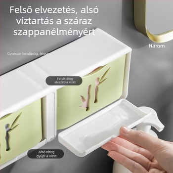 Hordozható nagy mosószappantartó, vízálló, vastagított kialakítás, fúrás nélkül, kreatív tárolásra