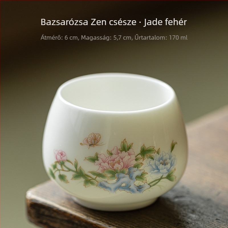 Fehér porcelán teáscsésze – személyes használatra, Luohan stílusú, kerámia kóstolócsésze