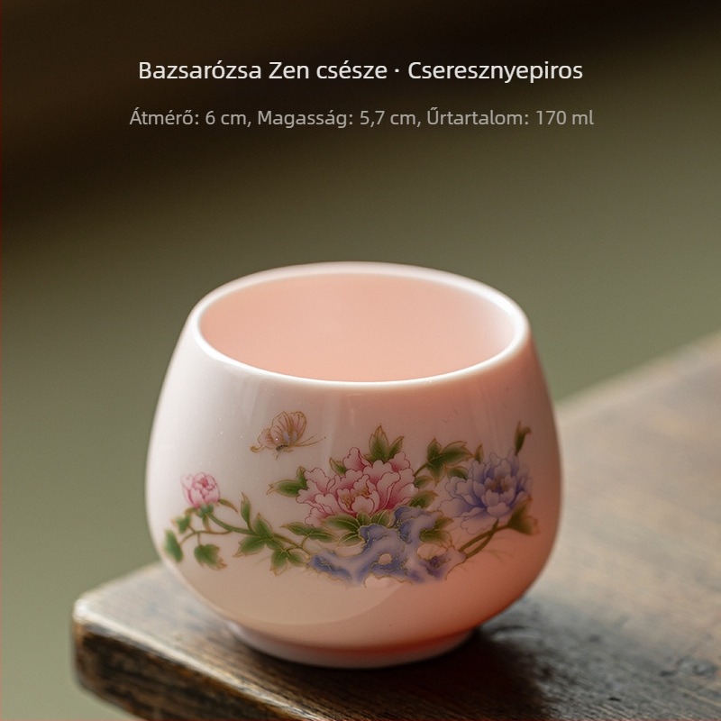 Fehér porcelán teáscsésze – személyes használatra, Luohan stílusú, kerámia kóstolócsésze