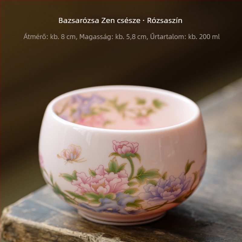 Fehér porcelán teáscsésze – személyes használatra, Luohan stílusú, kerámia kóstolócsésze