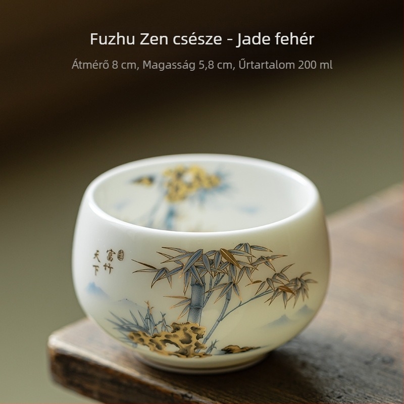 Fehér porcelán teáscsésze – személyes használatra, Luohan stílusú, kerámia kóstolócsésze