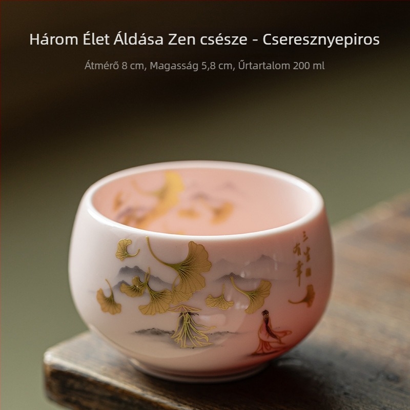 Fehér porcelán teáscsésze – személyes használatra, Luohan stílusú, kerámia kóstolócsésze