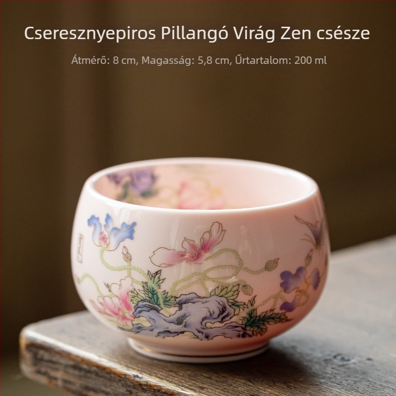 Fehér porcelán teáscsésze – személyes használatra, Luohan stílusú, kerámia kóstolócsésze