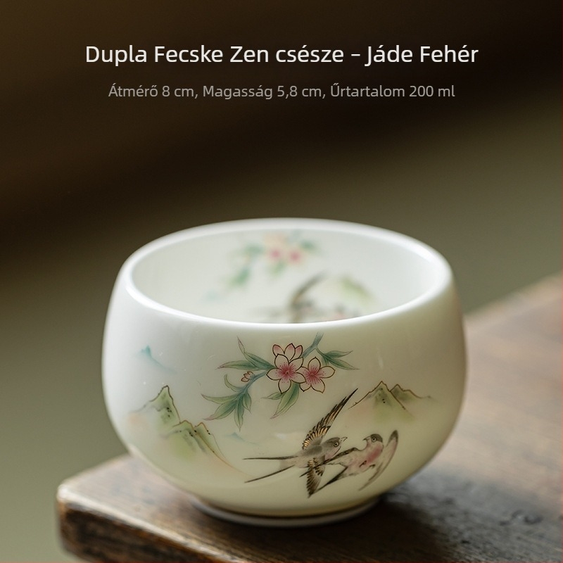 Fehér porcelán teáscsésze – személyes használatra, Luohan stílusú, kerámia kóstolócsésze