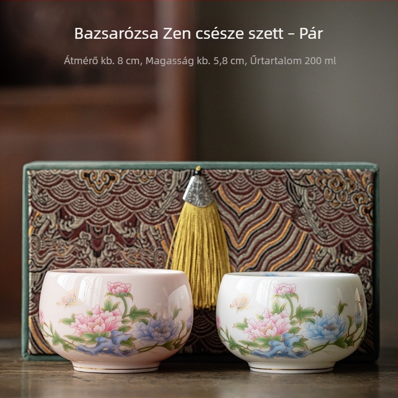 Fehér porcelán teáscsésze – személyes használatra, Luohan stílusú, kerámia kóstolócsésze