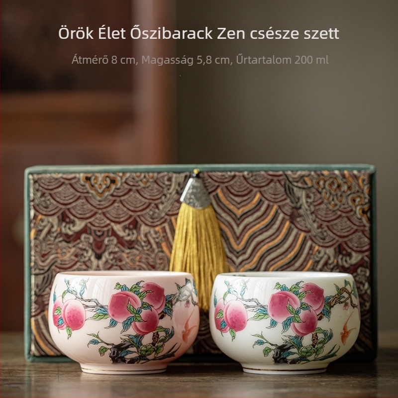 Fehér porcelán teáscsésze – személyes használatra, Luohan stílusú, kerámia kóstolócsésze