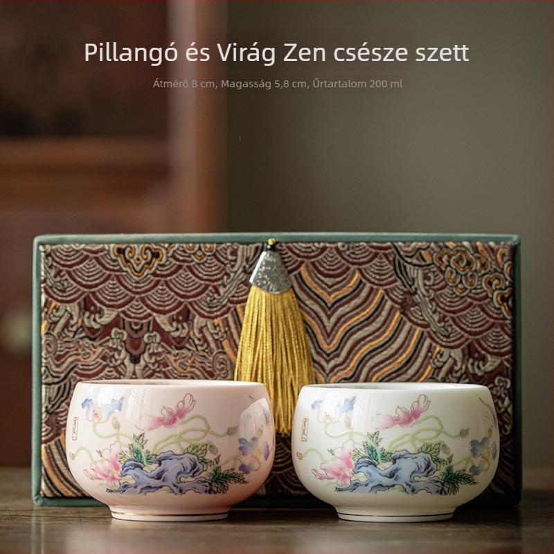 Fehér porcelán teáscsésze – személyes használatra, Luohan stílusú, kerámia kóstolócsésze