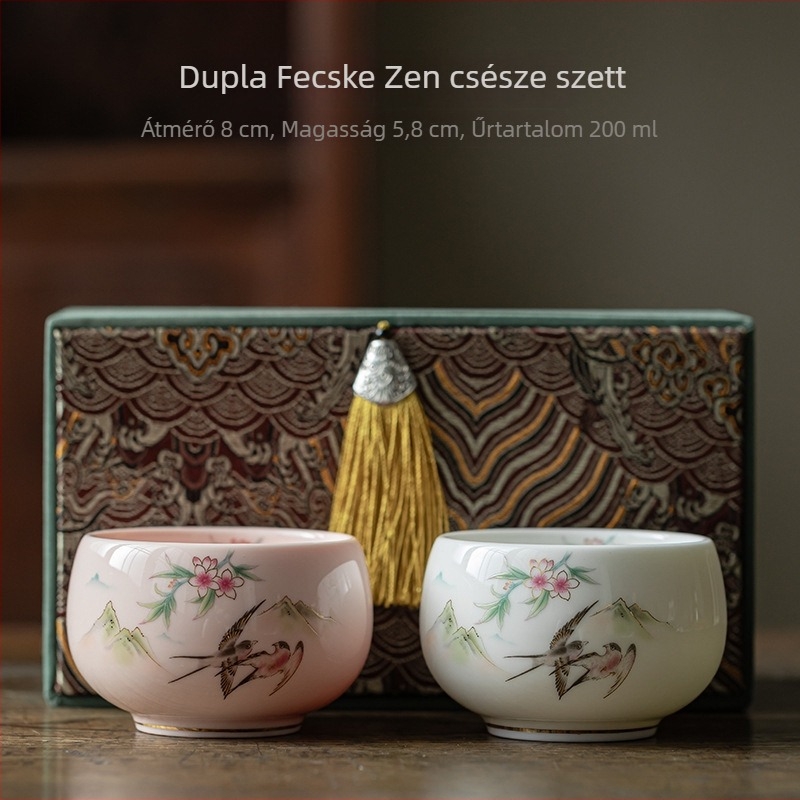 Fehér porcelán teáscsésze – személyes használatra, Luohan stílusú, kerámia kóstolócsésze