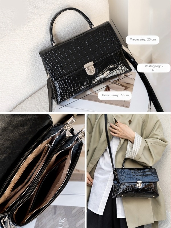 Női valódi bőr kézitáska, kis négyszögletes forma, 2026-os új stílus, retro minimalist dizájn, koreai ihletésű mindennapi crossbody táska
