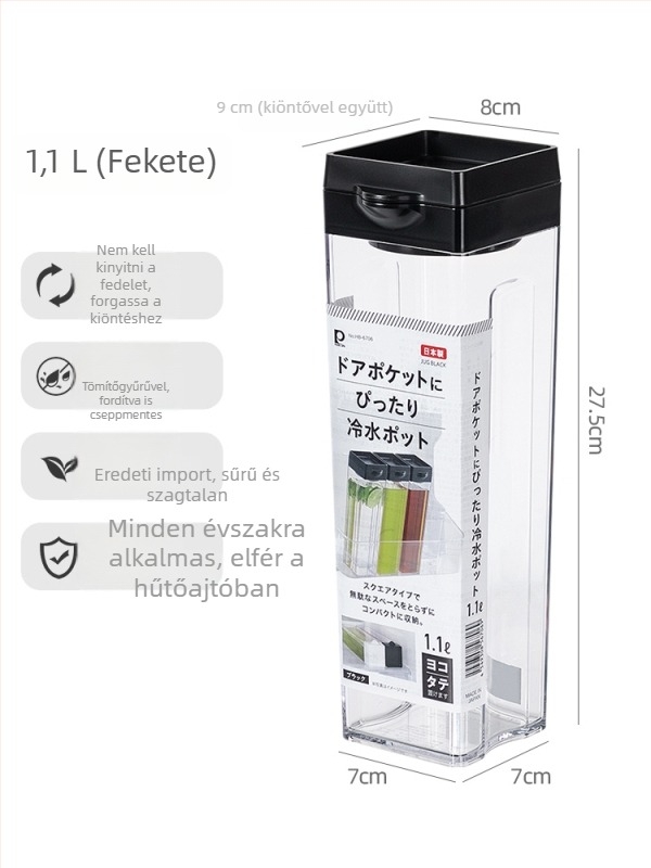 Hűtőben tárolható hidegvíz-palack, teáskanna és hideg kávé készítő pohár, zárható
