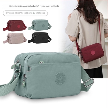 Nylon canvas crossbody táska, több rekesszel, kis négyszögletes kialakítás, női divat utazó és mindennapi használatra, testre szabható