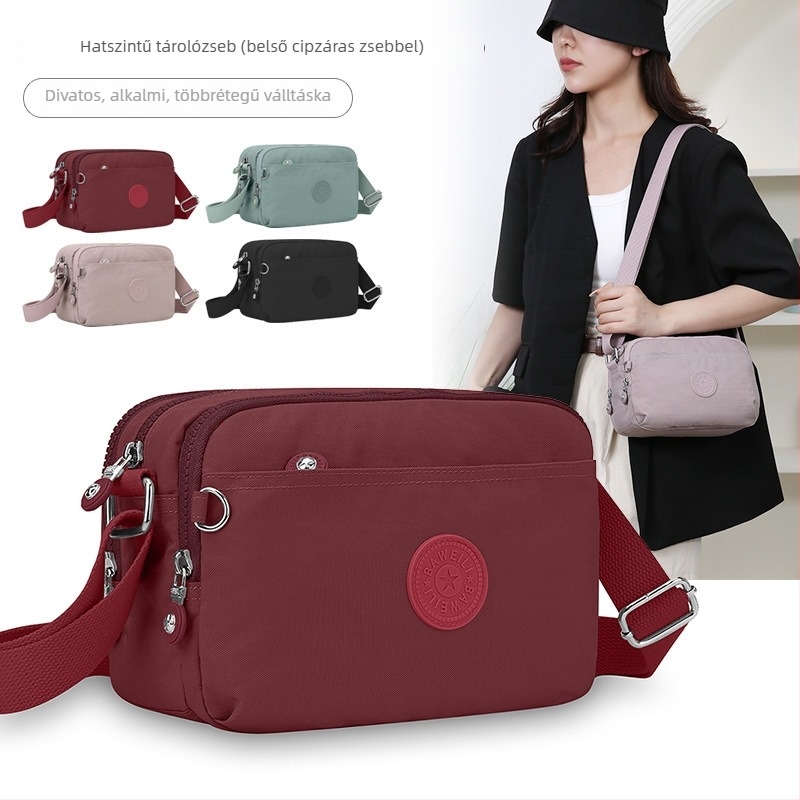 Nylon canvas crossbody táska, több rekesszel, kis négyszögletes kialakítás, női divat utazó és mindennapi használatra, testre szabható