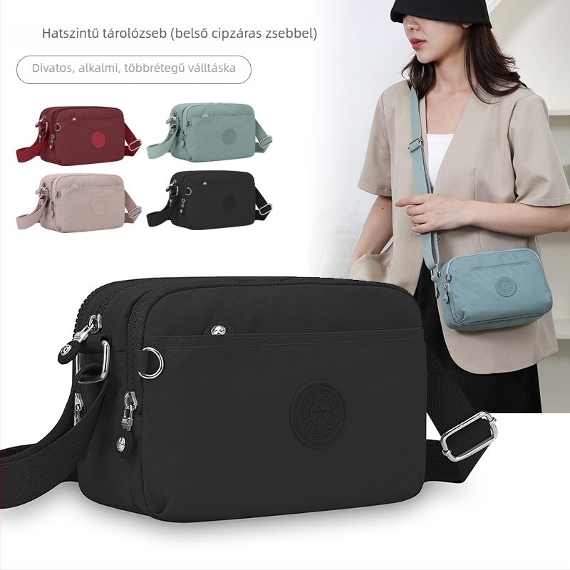 Nylon canvas crossbody táska, több rekesszel, kis négyszögletes kialakítás, női divat utazó és mindennapi használatra, testre szabható