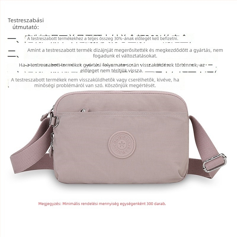 Nylon canvas crossbody táska, több rekesszel, kis négyszögletes kialakítás, női divat utazó és mindennapi használatra, testre szabható