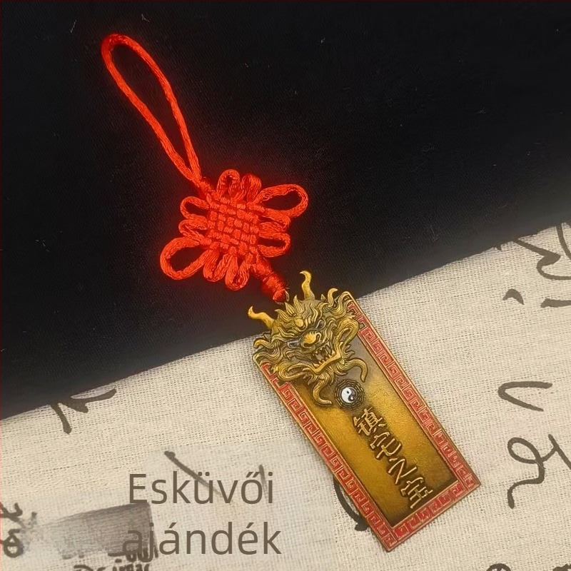 Új ötvözetű kínai csomó sárkányos talizmán nappali dekorációhoz
