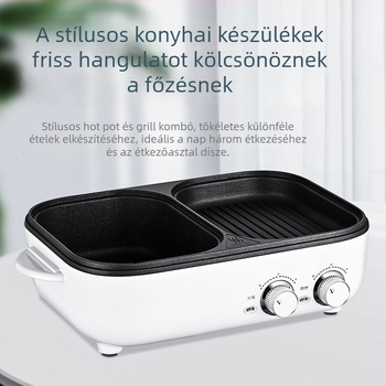 Koreai stílusú mindent egyben elektromos grill és forró fazék, kompakt rózsaszín fazék tapadásmentes bevonattal