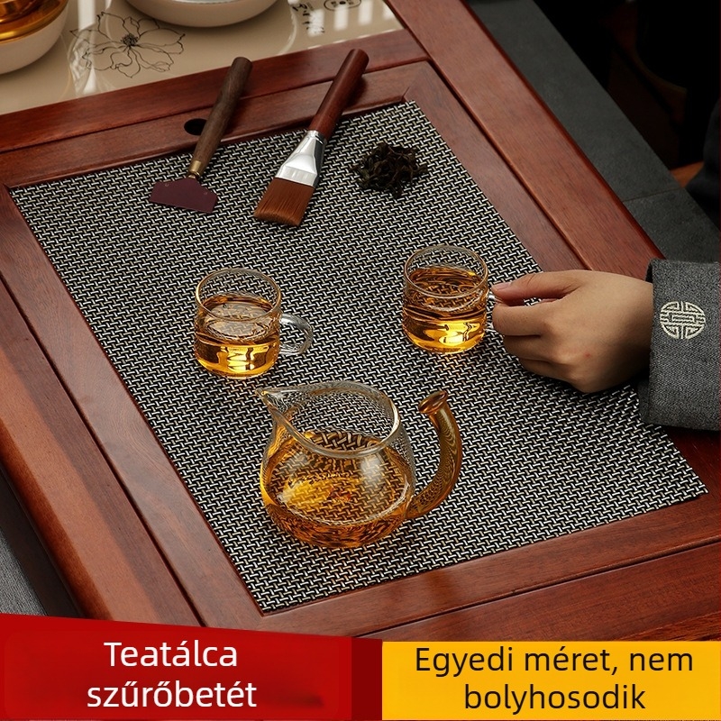 Kung Fu teáskészlet kiegészítők: tea-maradványok szűrőpárna, vízálló teaalátét, bambusz alátét, teás asztal és tál, tea-maradvány háló