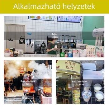Egyszer használatos milk tea pohár fedővel, áttetsző műanyag, 95 mm nyílás, 600 ml kapacitás
