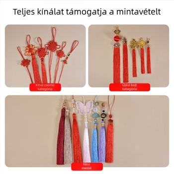 Kézzel készített kínai csomó bojttal talizmán ajtófüggöny, ünnepi ajándékdobozban