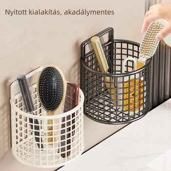 Fali fürdőszobai tároló, többfunkciós, tisztálkodási kellékek és fésűk számára