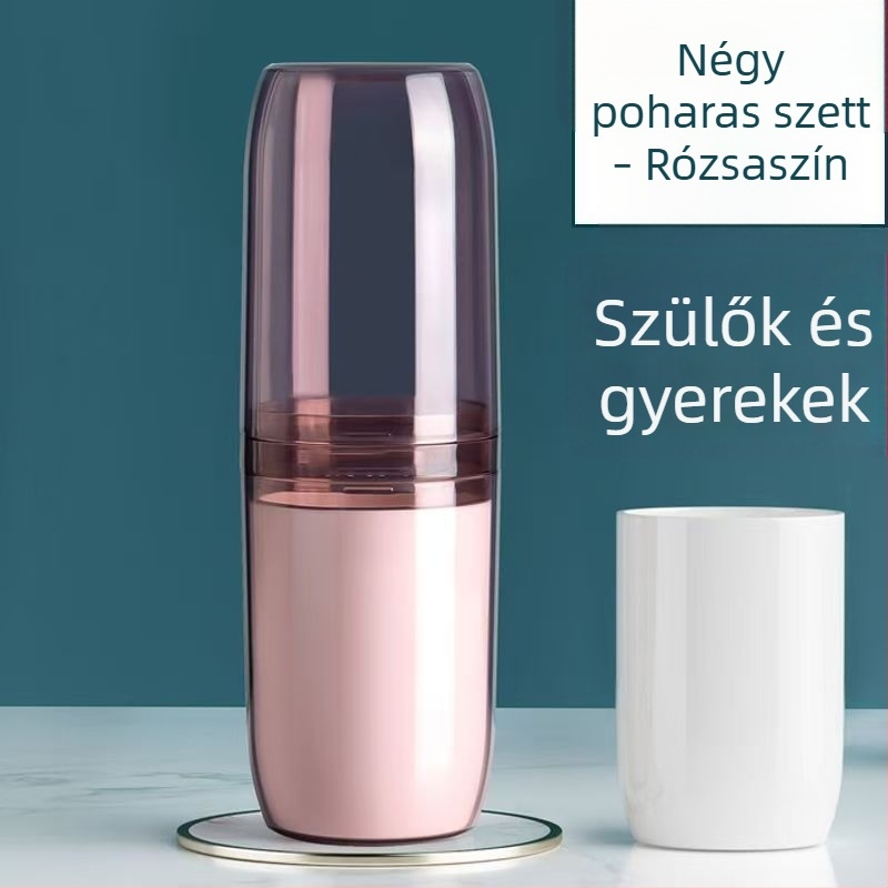 Hordozható utazó fogkefés pohár és szájöblítő pohár készlet fogkrém-tárolóval