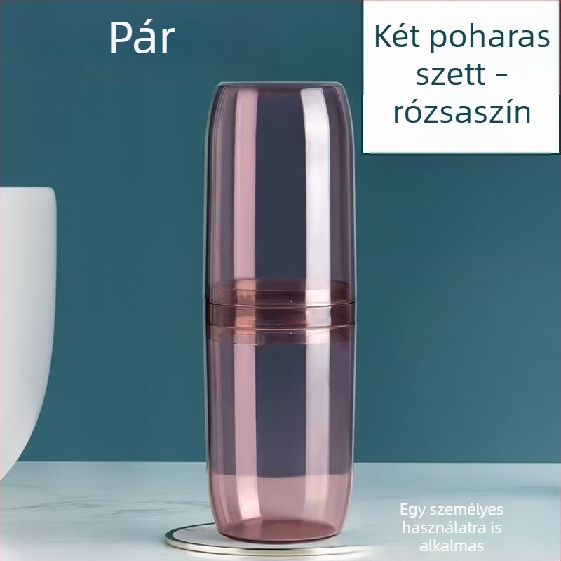 Hordozható utazó fogkefés pohár és szájöblítő pohár készlet fogkrém-tárolóval