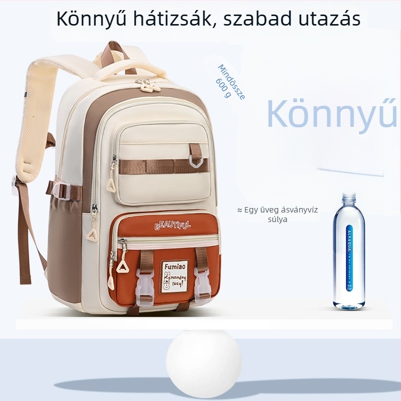 Új niche iskolatáska lányoknak, divatos és sokoldalú, nagy kapacitású, könnyű, tehercsökkentő és gerincvédő