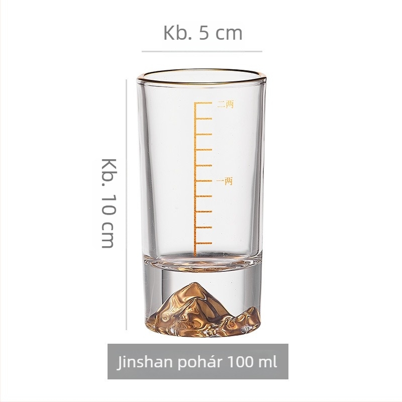 Kristály pohárkészlet 50 ml szeszes italokhoz aranyfóliával és mérőskálával, 6–10 darab, otthoni használatra
