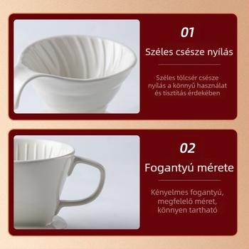 Kerámia pour-over kávédripper, konus alakú szűrőedény, kézi készítéshez