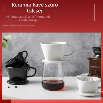 Kerámia pour-over kávédripper, konus alakú szűrőedény, kézi készítéshez