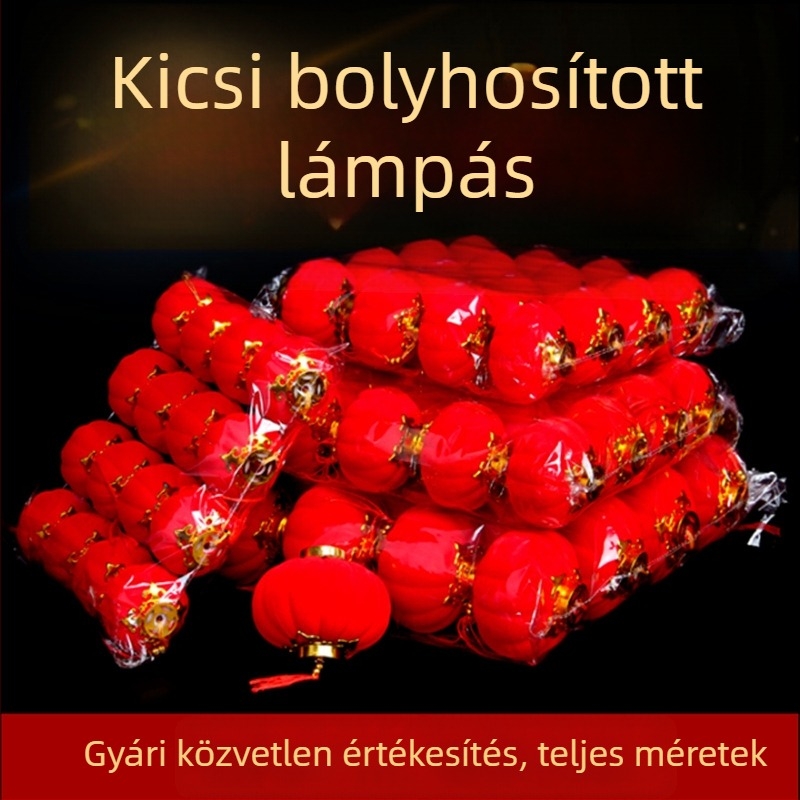 Flokkolt piros gömb lámpa – bonsai függő dekoráció